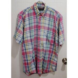 Flying Scotsman Colorful Pastel Plaid Short Sleeve Button Down Shirt Size‎ XL